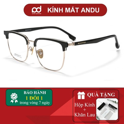 Gọng kính cận thời trang nam nữ ANDU EYEWEAR dáng nửa viền vuông chất liệu TITAN cao cấp 51AD010