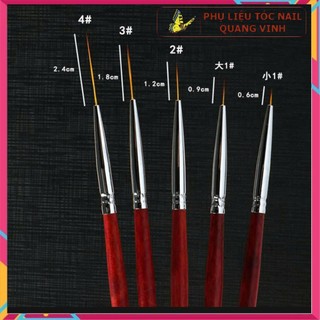 Bộ cọ nét làm nail cán gỗ 3 cây
