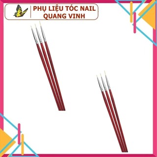 Bộ cọ nét làm nail cán gỗ 3 cây