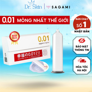 Bao cao su Sagami 001, Non latex - Siêu mỏng 0.01 mm siêu chân thật từ Nhật Bản (5 bao/Hộp) -Dr Skin
