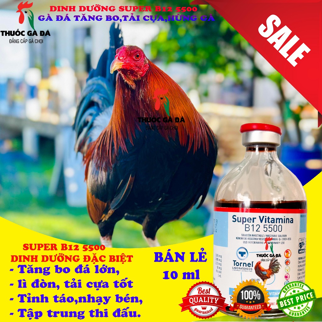 [ CHÍNH HÃNG ] Dinh dưỡng nuôi gà đá tăng bo,hừng gà, lọ chiết 10 ml b12 5500 Mexico
