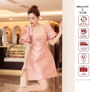 Váy đầm thiết kế cao cấp màu hồng tay phồng cột dây sang trọng [ Ảnh thật ] The Shilla-i43.C70