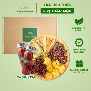 Trà Tiêu Thực 5 Vị Thảo Mộc (Hộp 30 Gói) Đẹp Da, Đẹp Dáng, Thanh Lọc, Mát Gan