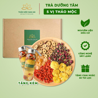 Trà Dưỡng Tâm 5 Vị Thảo Mộc (Hộp 30 Gói) Đẹp Da, Chống Lão Hóa, An Thần Dễ Ngủ, Mát Gan