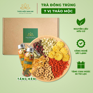 Trà Đông Trùng 7 Vị Thảo Mộc (Hộp 30 Gói) Đẹp Da, Chống Lão Hóa, Thanh Nhiệt, An Thần Dễ Ngủ