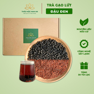 Trà Gạo Lứt Đậu Đen (Hộp 30 Gói Tặng Túi Lọc) Đẹp Da, Giảm Cân, An Thần, Thanh Lọc Cơ Thể