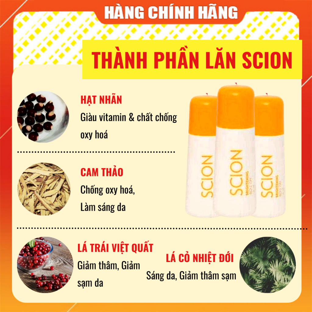 Lăn Khử Mùi Scion Chính Hãng Khử Hôi Nách x3 Hiệu Quả Khử Hôi Kéo Dài 24 Giờ