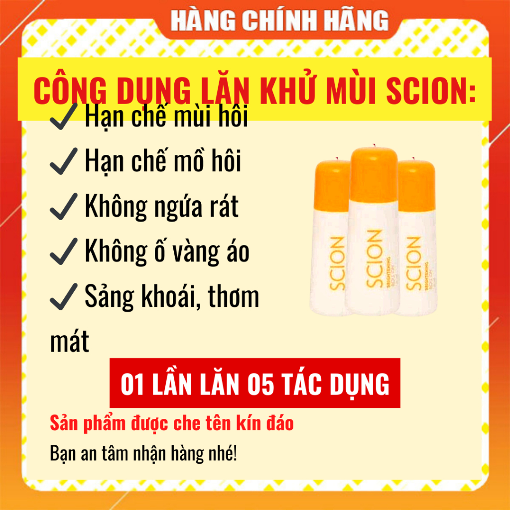 Lăn Khử Mùi Scion Chính Hãng Khử Hôi Nách x3 Hiệu Quả Khử Hôi Kéo Dài 24 Giờ