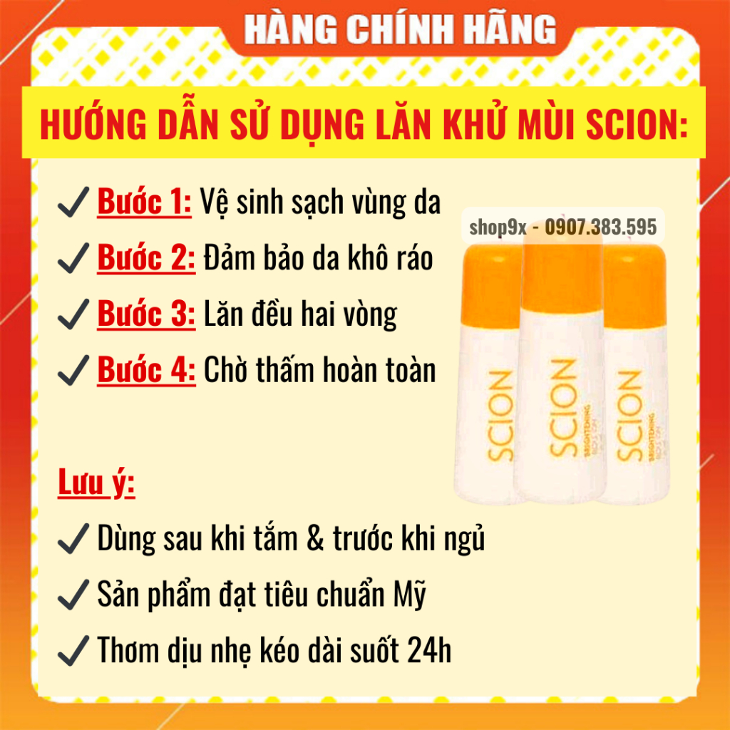 Lăn Khử Mùi Scion Chính Hãng Khử Hôi Nách x3 Hiệu Quả Khử Hôi Kéo Dài 24 Giờ
