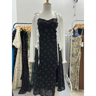đầm midi  hoa nhỏ cột nơ
