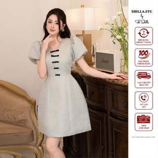 Váy đầm thiết kế cao cấp màu xanh đính nơ dọc váy sang trọng [ Ảnh thật ] The Shilla-CM.C70B3.66D6