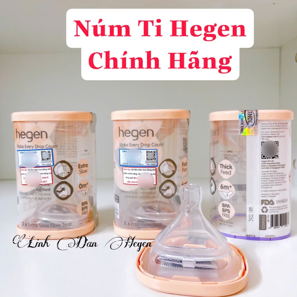 Núm ti hegen số 0 1 2 3 Y có chữ chính hãng, núm ti bình sữa hegen chính hãng có tem