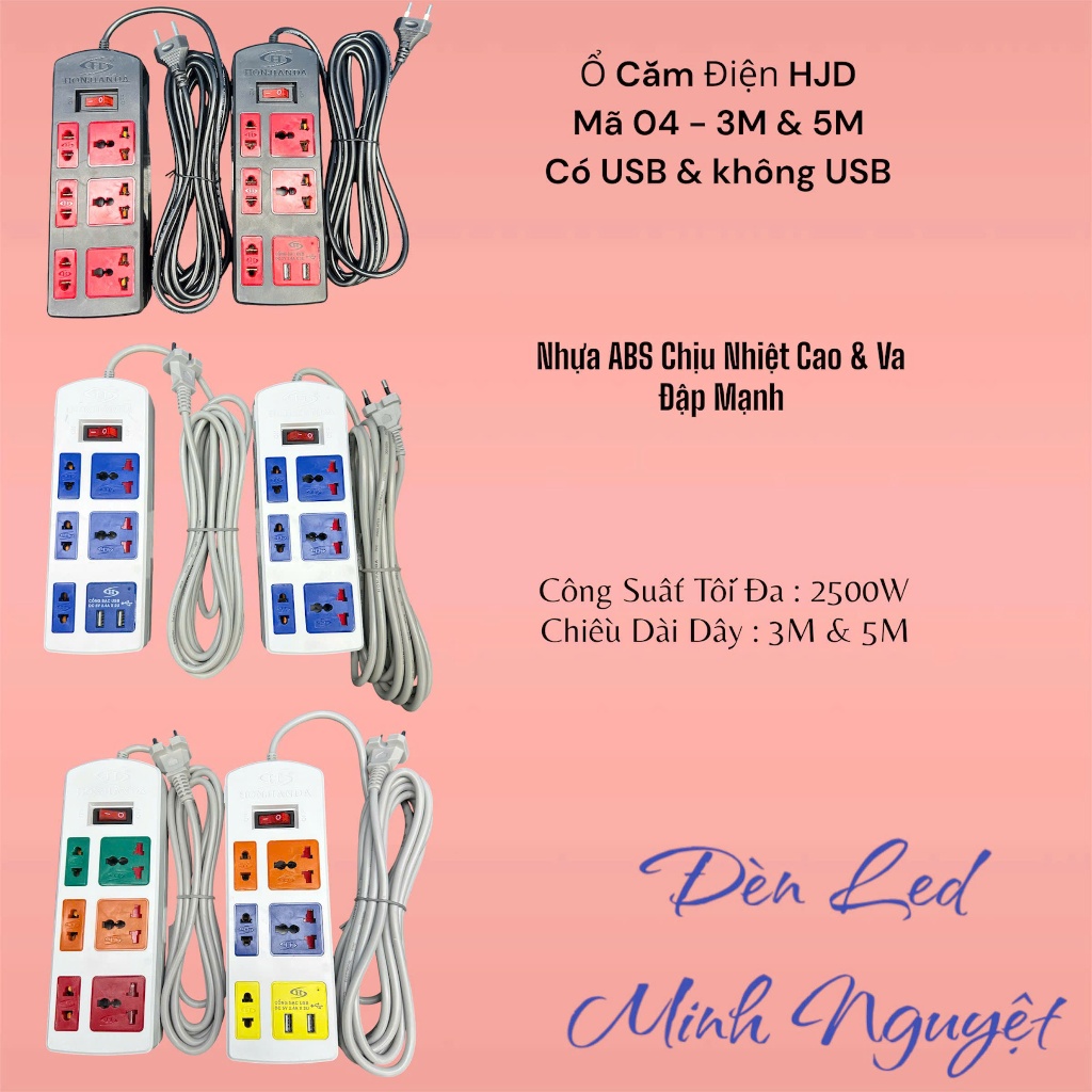 Ổ Cắm Đa Năng Honjianda Mã 0436, Có Cổng Sạc USB Công Suất Tối Đa 10A 2500W