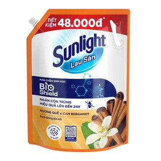  Nước lau sàn Sunlight BIOSHIELD Ngăn côn trùng hiệu quả | Túi 3,4 KG Hương Quế & Cam Bergamot 