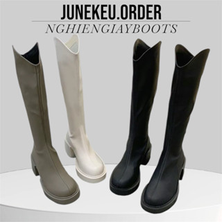 (SẴN 1 SỐ) Giày Boot Đùi Bốt Nữ Boots Ulzzang Cổ Vát Đế Cao Có Khoá Sau - KDV6