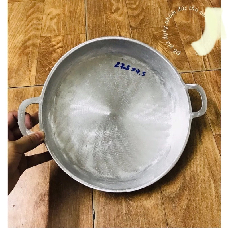 Chảo gang đúc 27cm đáy bằng