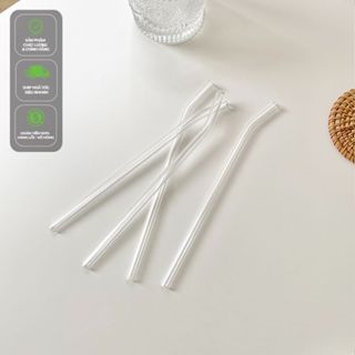 Ống hút thủy tinh trong suốt thẳng, cong các cỡ (Bán lẻ từng bộ phận) - Không gồm cọ rửa & túi vải