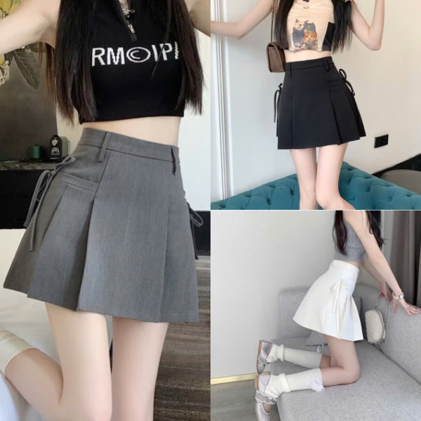 Chân Váy Xếp Ly Nữ Dáng A Có Dây Nơ Buộc 2 Bên Hông Kiểu Dáng Basic Dễ Phối Đồ M068 - TOTOSA