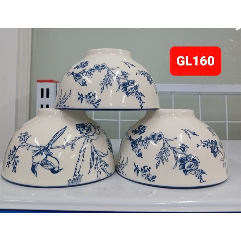 combo 10 chén, 5 chén, 2 chén sứ hoa xanh GL160