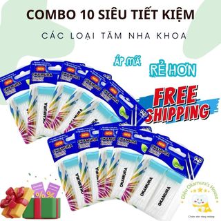 Combo 10 Tăm nha khoa chăm sóc răng miệng các loại Okamura