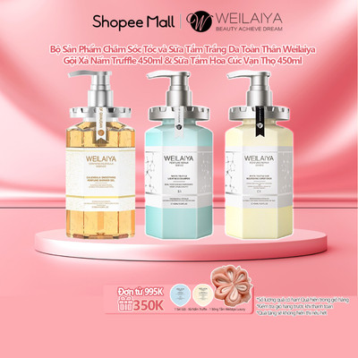 Combo Chăm Sóc Tóc và Sữa Tắm Trắng Da Weilaiya (Gội Xả Nấm Truffle 450ml & Sữa Tắm Hoa Cúc 450ml)