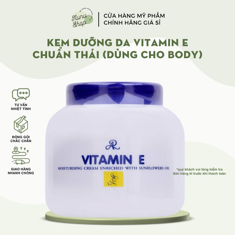 Kem Vitamin E Nắp Xanh ( Chuẩn Thái) Cấp Ẩm Dưỡng Da 200gram