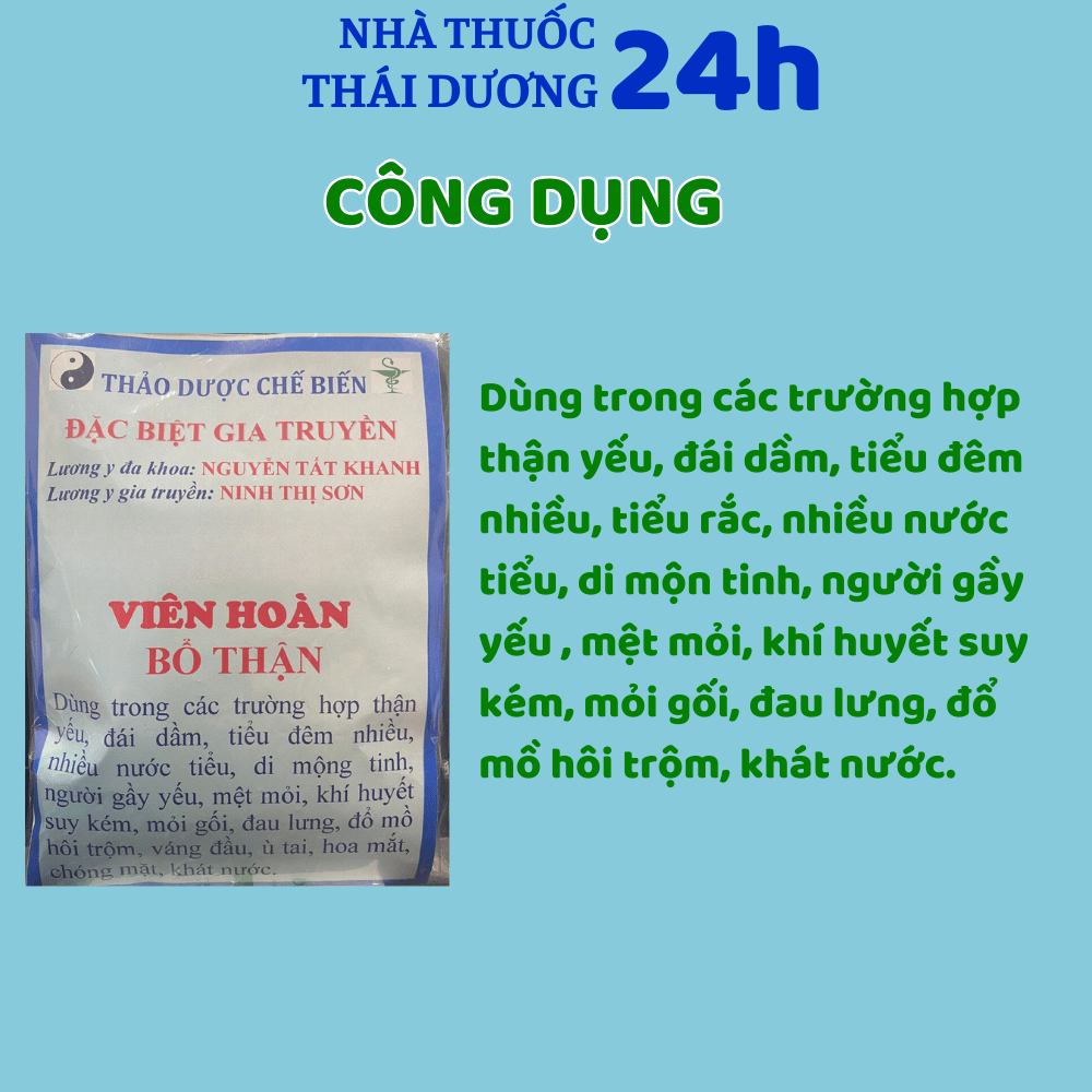 Viên Hoàn Bổ Thận Giảm Tình Trạng Tiểu Đêm Khí Huyết Suy Kém - Gói 100gr