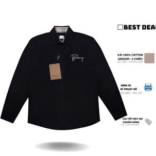 Áo sơ mi BBR Vintage thêu chữ nam nữ cao cấp Áo sơ mi BBR thêu chữ chuẩn form mới nhất