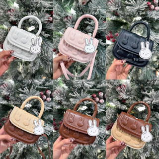 túi đeo chéo mini, túi cầm tay quai đứng in hình thỏ nổi kèm tang mặt thỏ treo kiểu dáng cute đang yêu cho mẹ và bé