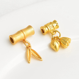 Búp Sen Treo Đôi - Ống Đốt Trúc Hai Cánh Lá Treo - Charm Phụ Kiện Xâu, Phối Vòng Tay, Chuỗi Hạt Gỗ Phong Thủy Nam, Nữ