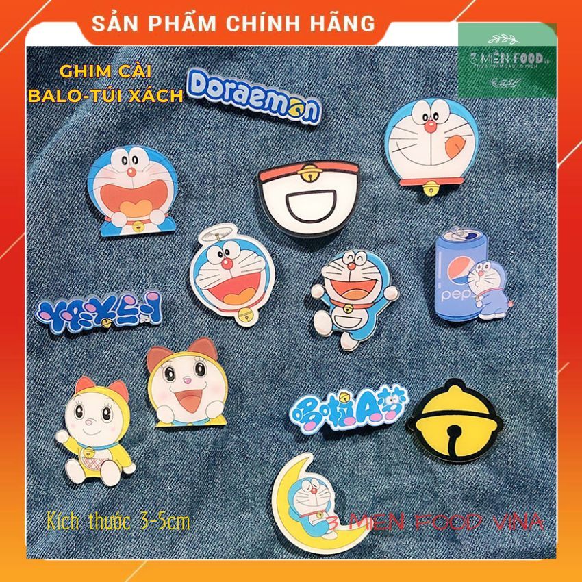 Sỉ Ghim cài balo túi xách,huy hiệu cài túi xách balo hình DORAEMON dễ thương,KT 3-5cm nhựa acrylic-3 miền food vina