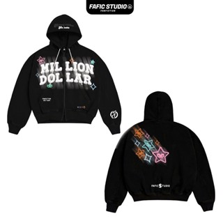  Siêu Mẫu Áo khoác nỉ bông In nỗi Boxy Millon D0llar khoác Jacket FAFIC studio nỉ bông khóa 2 chiều Hoodie Maniaban 
