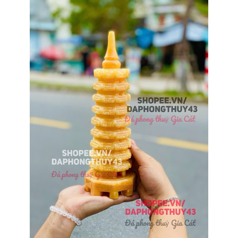 Tháp văn xương đá phong thuỷ đa ngoc hoàng long 28cm 15cm