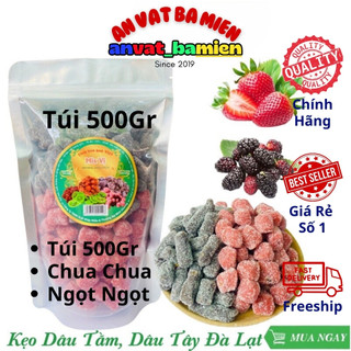  Kẹo dâu tằm kẹo dâu tây thơm ngon ngọt dịu túi 500Gr loại 1 chua ngọt tự nhiên chuẩn vị Đà Lạt 