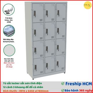 [FREESHIPHCM] Tủ sắt locker 12 ngăn kiểu TS984-3K