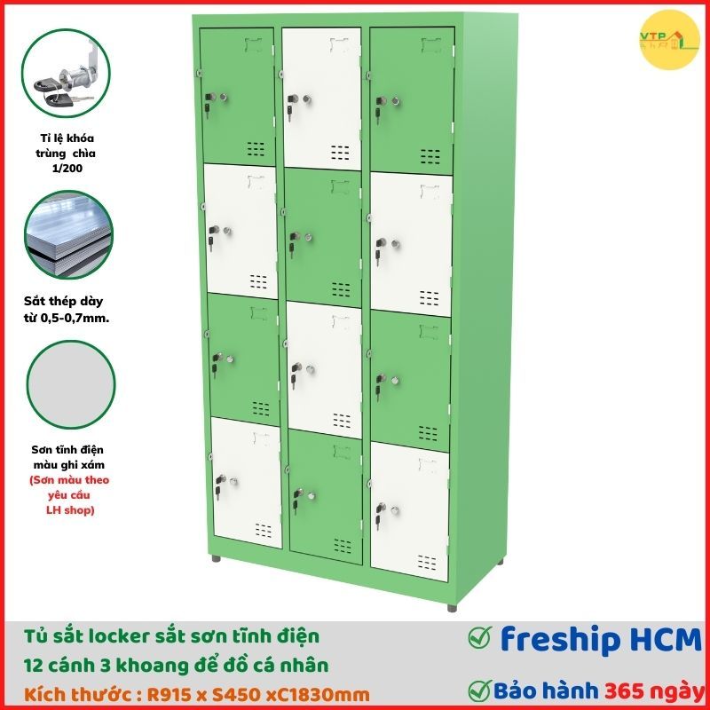 [FREESHIPHCM] Tủ sắt locker 12 ngăn kiểu TS984-3K