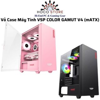  Vỏ Case Máy Tính VSP COLOR GAMUT V4  mATX  Đen Trắng Hồng Xanh - Hoco Store PC 