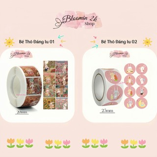  Cuộn 500 Sticker Nhãn Dán Bé Thỏ Đáng Iu Bloomin2k Cực Xinh Iu Trang Trí Siêu Tiện Lợi
