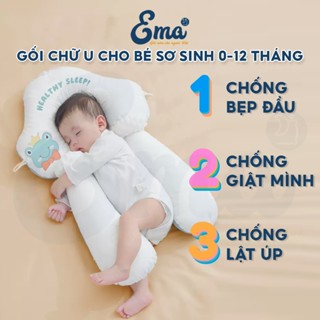 Gối chữ U cho bé sơ sinh EMA,Gối chống bẹp đầu cho bé - Giúp giảm bẹp đầu, định hình đầu cho bé