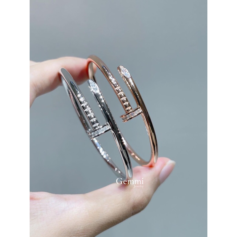   Bạc 100%  Vòng Cati đinh bản VIP Silver - Gemmi Jewelry 