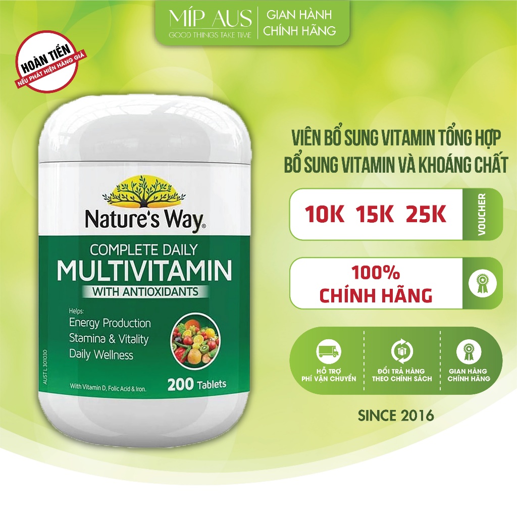 Viên Vitamin Tổng Hợp Nature’s Way - Nature’s Way Complete Daily Multivitamin - 200 Viên