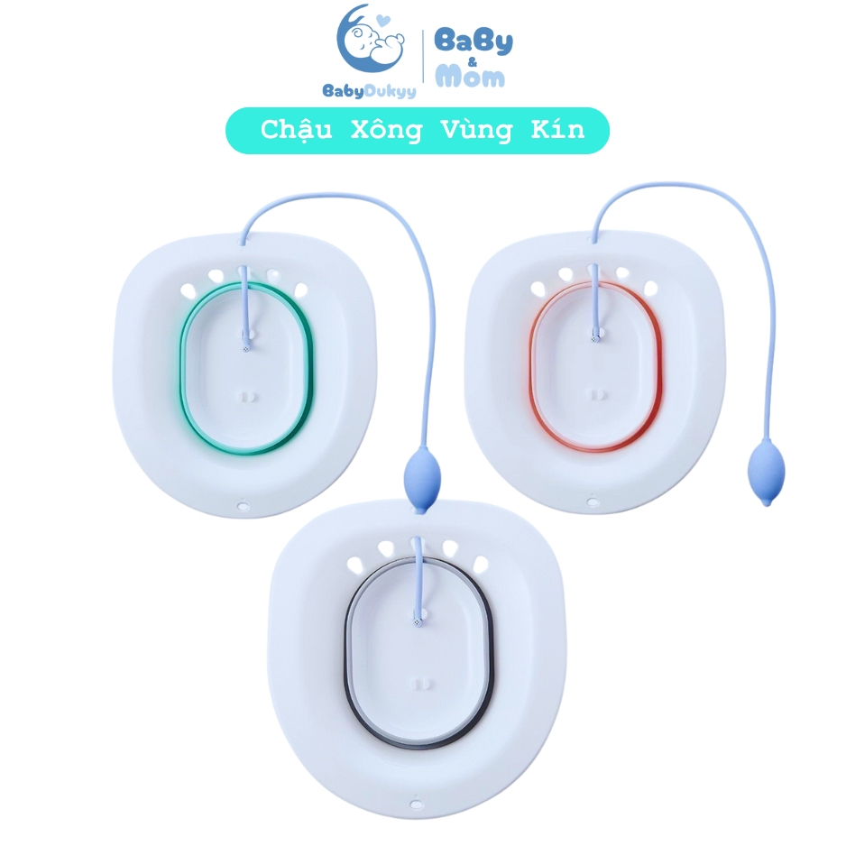 Chậu Xông Vùng Kín Gấp Gọn Phụ Nữ Sau Sinh kèm Vòi xịt Gắn Bồn Cầu Bô xông Ngâm phụ khoa hậu môn hỗ trợ người bệnh Trĩ