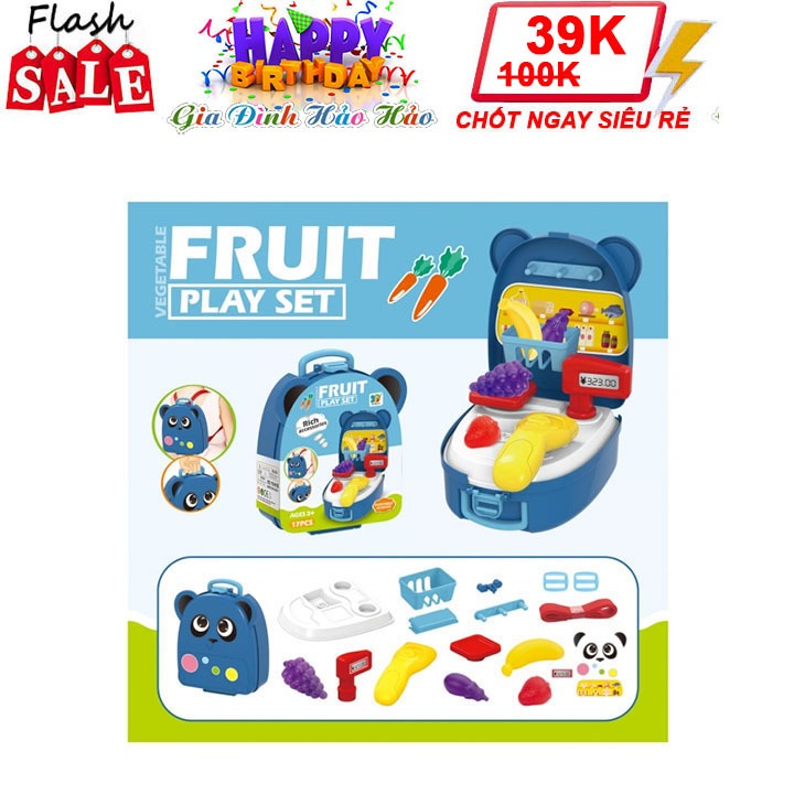 [SIÊU SALE TRONG NGÀY] BỘ ĐỒ CHƠI VALI TRÁI CÂY 17pcs