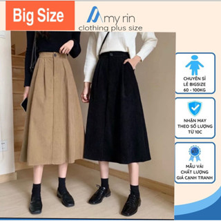 [HÀNG SẴN THỦ ĐỨC- HOẢ TỐC HCM] chân váy bigsize nữ Chân váy A nhung tăm  bigsize 65-100kg hình thật ảnh cuối