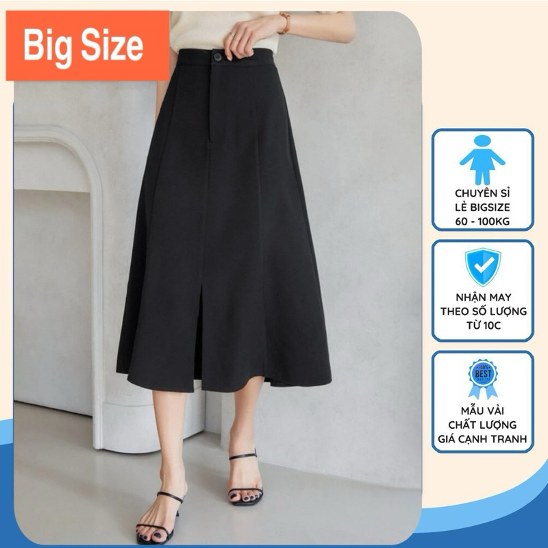BIG SIZE THỦ ĐỨC- HOẢ TỐC HCM] chân váy bigsize nữ  xẻ Chân váy chữ A bigsize dáng dài xoè nhẹ