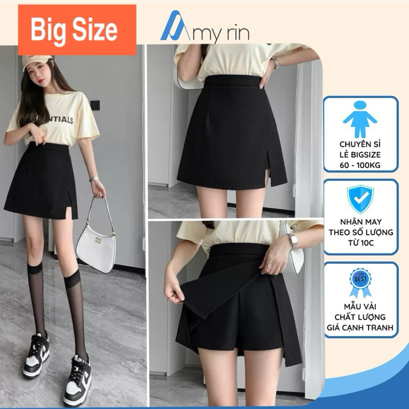 [HÀNG SẴN THỦ ĐỨC-HỎA TỐC HCM] chân váy bigsize nữ xẻ đùi Quần váy bigsize 65-100kg