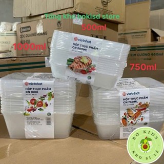 Set 10 hộp nhựa đựng thực phẩm chữ nhật 3 size nhựa Việt Nhật hộp đựng đồ tiện lợi