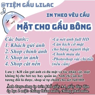 Ảnh mặt gấu bông lilac in theo yêu cầu