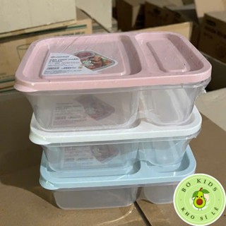 Hộp thực phẩm 2 ngăn có nắp nhựa Việt nhật, khay đựng thực phẩm đồ ăn, đựng cơm canh mang theo