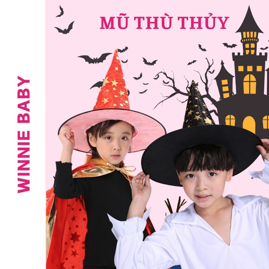Mũ Nón Phù Thủy Hóa Trang Halloween Cho Bé - Mũ Nón Cosplay Phù Thủy Lễ Hội Hóa Trang Halloween